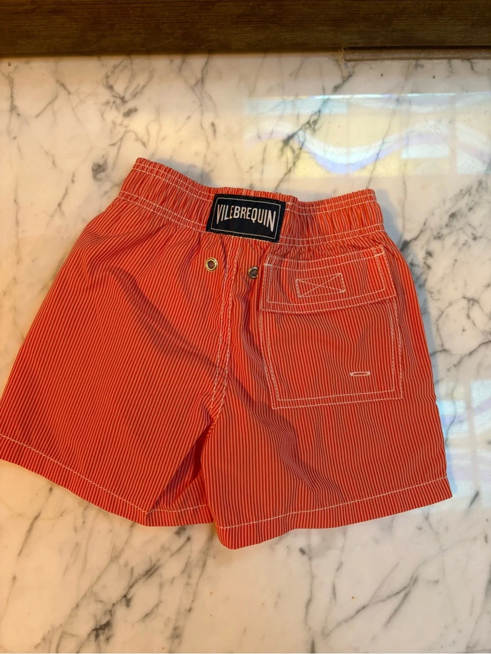 Vilebrequin orange Pinstripe Swim Trunks 2ans NWOT